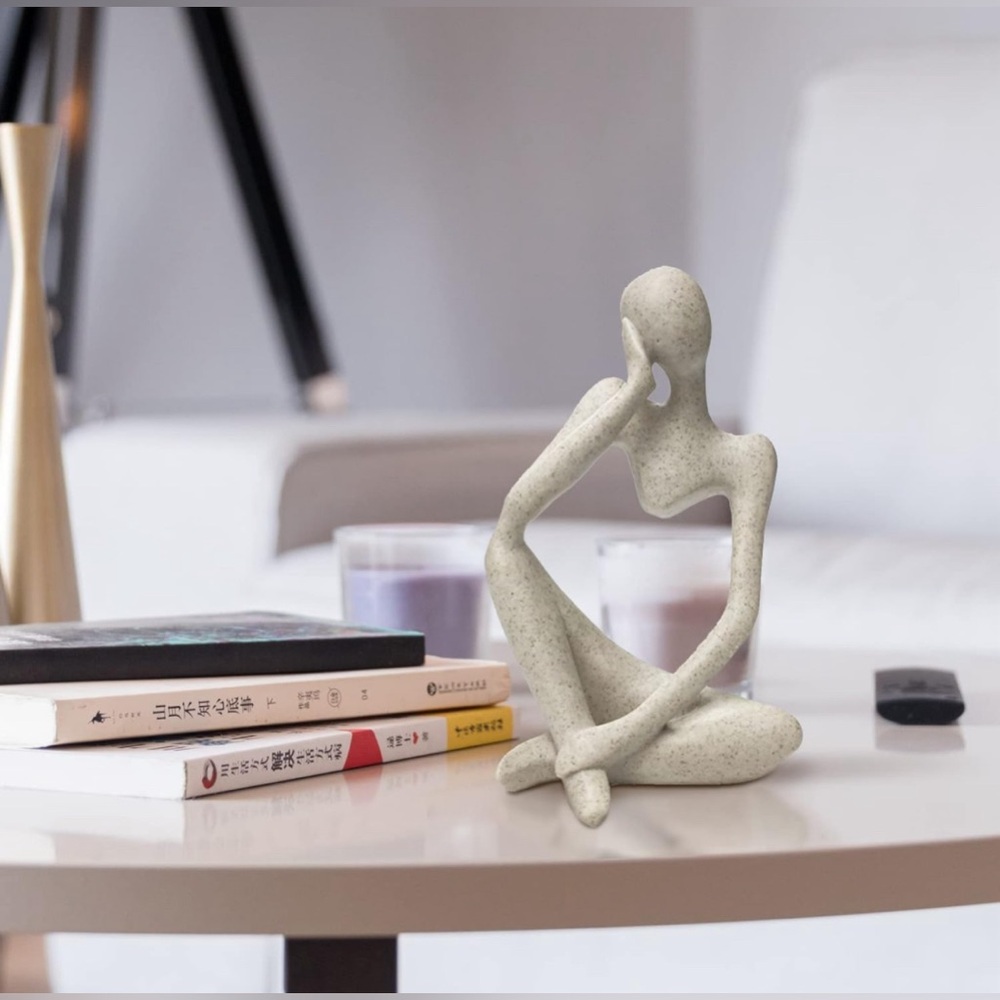 Sandstone Resin Thinker Style Abstract Sculpture Statue Decor (Left Reverie)